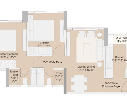 Sai World One 2 BHK floor plan layout Nerul Navi Mumbai
